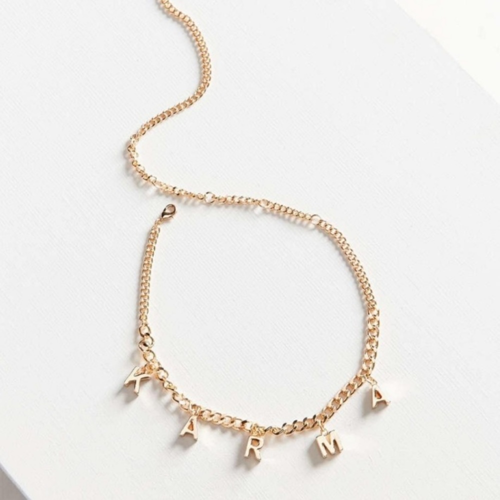 KARMA Charm letters Choker w/ Long chain